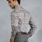 Dark Grey Printed Slim Fit Party Wear Shirt | Greenfibre