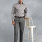 Dark Grey Printed Slim Fit Party Wear Shirt | Greenfibre