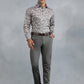 Dark Grey Printed Slim Fit Party Wear Shirt | Greenfibre