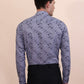 Grey Printed Slim Fit Party Wear Shirt | Greenfibre