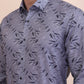 Grey Printed Slim Fit Party Wear Shirt | Greenfibre