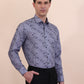 Grey Printed Slim Fit Party Wear Shirt | Greenfibre