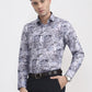 Grey Printed Slim Fit Party Wear Shirt | Greenfibre