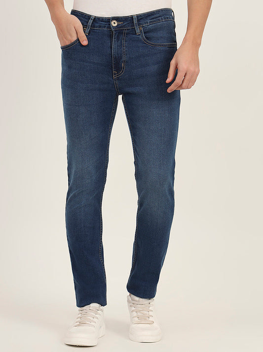 Mid Blue Washed Slim Fit Jeans | Greenfibre