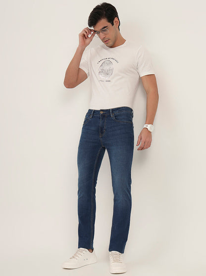 Mid Blue Washed Narrow Fit Jeans | Greenfibre