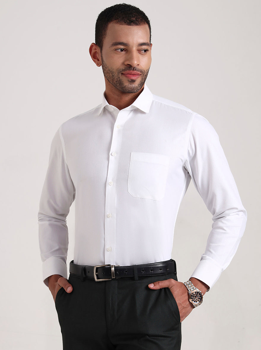 White Striped Regular Fit Formal Shirt | Greenfibre