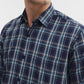 Navy Blue Checked Smart Fit Semi Casual Shirt | Greenfibre