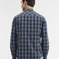 Navy Blue Checked Smart Fit Semi Casual Shirt | Greenfibre