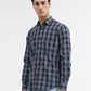 Navy Blue Checked Smart Fit Semi Casual Shirt | Greenfibre