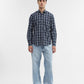 Navy Blue Checked Smart Fit Semi Casual Shirt | Greenfibre
