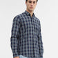 Navy Blue Checked Smart Fit Semi Casual Shirt | Greenfibre