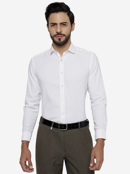 White Solid Slim Fit Party Wear Shirt | Greenfibre