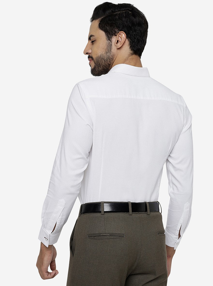 White Solid Slim Fit Party Wear Shirt | Greenfibre