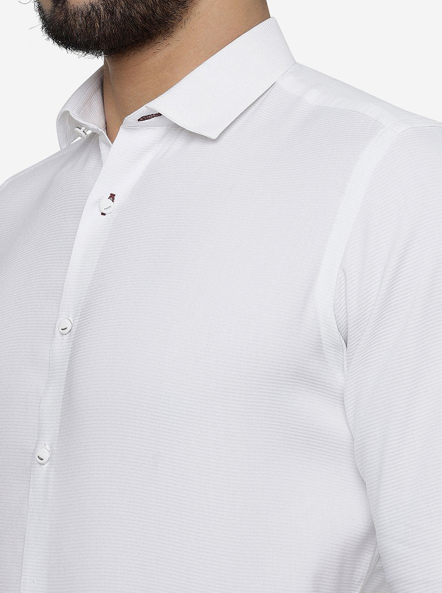 White Solid Slim Fit Party Wear Shirt | Greenfibre