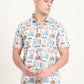 White Printed Slim Fit Casual Shirt | JadeBlue