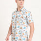 White Printed Slim Fit Casual Shirt | JadeBlue