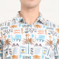 White Printed Slim Fit Casual Shirt | JadeBlue