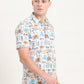 White Printed Slim Fit Casual Shirt | JadeBlue
