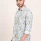 Sky Blue Printed Slim Fit Casual Shirt | JadeBlue