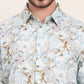 Sky Blue Printed Slim Fit Casual Shirt | JadeBlue