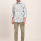 Sky Blue Printed Slim Fit Casual Shirt | JadeBlue