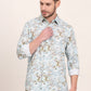 Sky Blue Printed Slim Fit Casual Shirt | JadeBlue