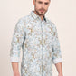 Sky Blue Printed Slim Fit Casual Shirt | JadeBlue