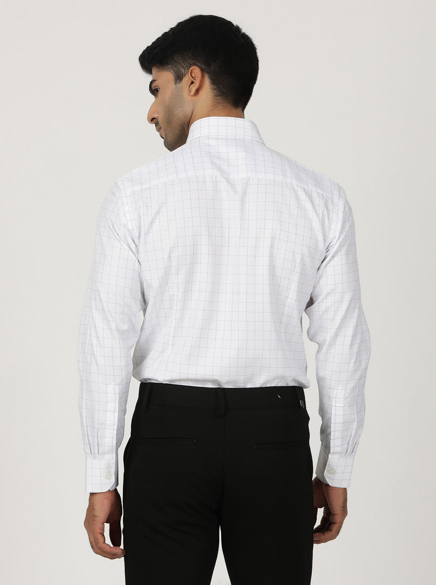 White Checked Slim Fit Formal Shirt | Greenfibre