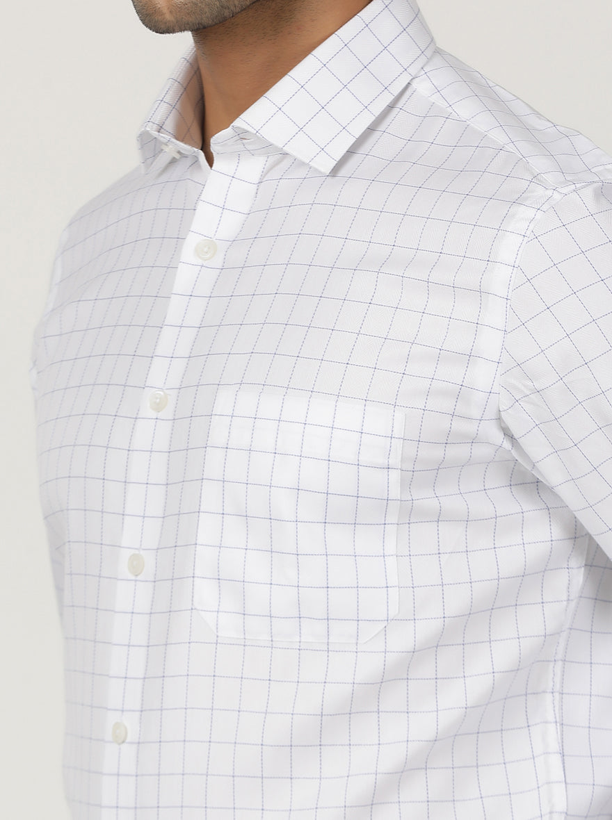 White Checked Slim Fit Formal Shirt | Greenfibre