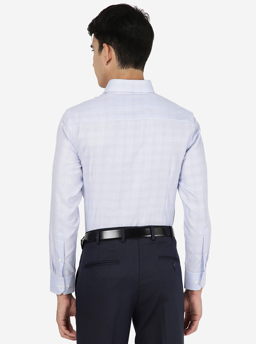 Light Blue Checked Slim fit Formal Shirt | Greenfibre