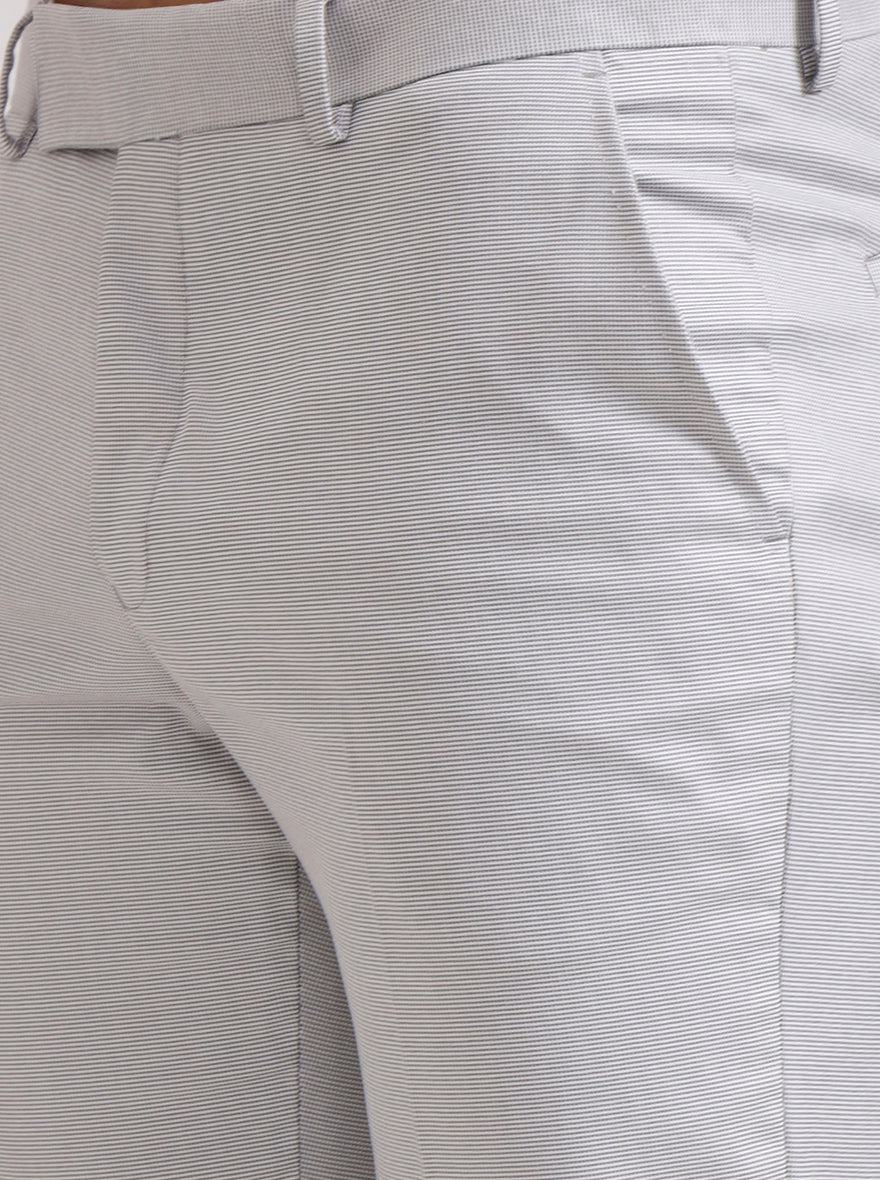 Light Grey Solid Slim Fit Formal Trouser | Greenfibre