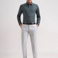 Light Grey Solid Slim Fit Formal Trouser | Greenfibre