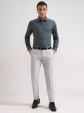 Light Grey Solid Slim Fit Formal Trouser | Greenfibre
