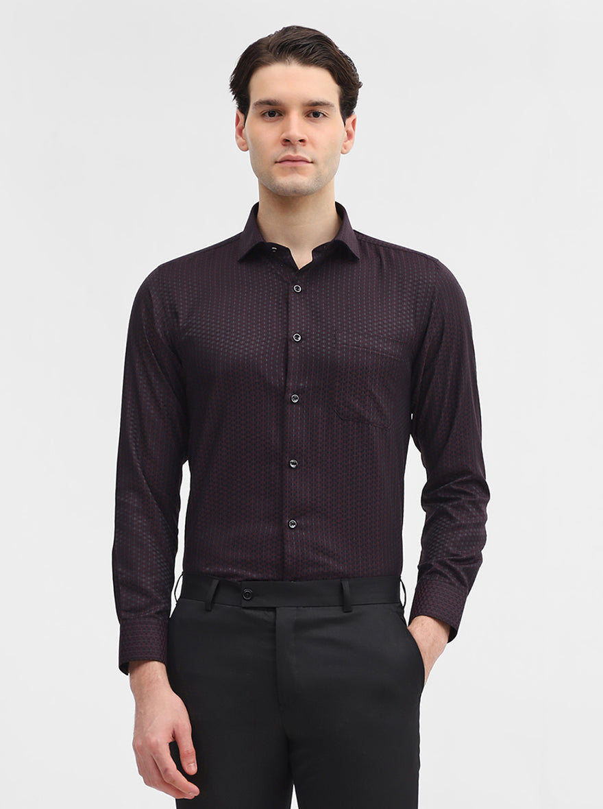 Maroon Printed Slim Fit Party Wear Shirt | Greenfibre