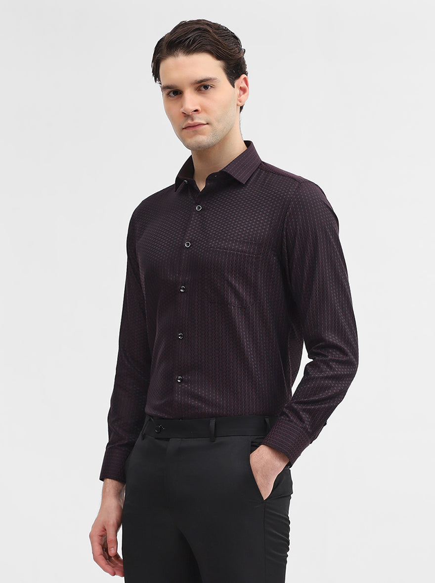 Maroon Printed Slim Fit Party Wear Shirt | Greenfibre