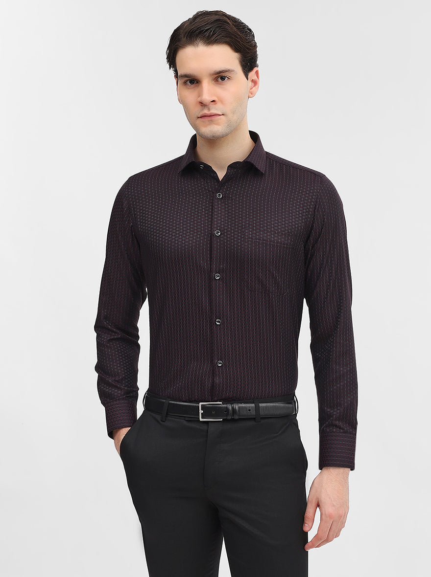 Maroon Printed Slim Fit Party Wear Shirt | Greenfibre