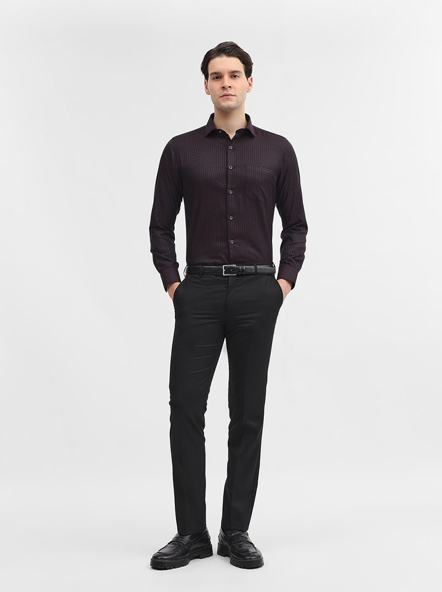 Maroon Printed Slim Fit Party Wear Shirt | Greenfibre