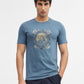 Blue Printed Slim Fit T-Shirt | Greenfibre