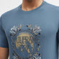 Blue Printed Slim Fit T-Shirt | Greenfibre