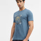 Blue Printed Slim Fit T-Shirt | Greenfibre