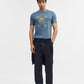 Blue Printed Slim Fit T-Shirt | Greenfibre