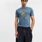 Blue Printed Slim Fit T-Shirt | Greenfibre