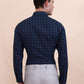 Blue Checked Slim Fit Formal Shirt | Greenfibre