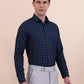 Blue Checked Slim Fit Formal Shirt | Greenfibre