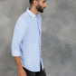 Sky Blue Solid Slim Fit Casual Shirt | GreenFibre