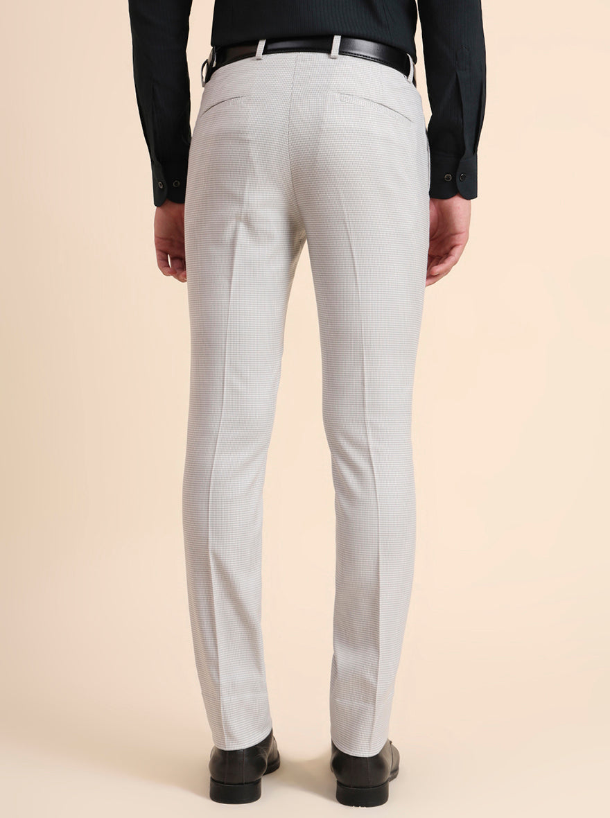 Light Grey Solid Super Slim Fit Formal Trouser | Greenfibre