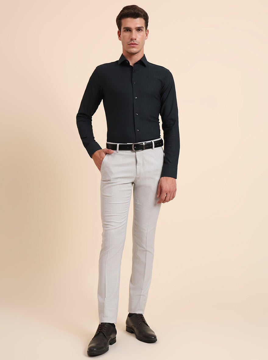 Light Grey Solid Super Slim Fit Formal Trouser | Greenfibre