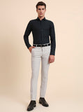 Light Grey Solid Super Slim Fit Formal Trouser | Greenfibre