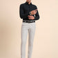 Light Grey Solid Super Slim Fit Formal Trouser | Greenfibre