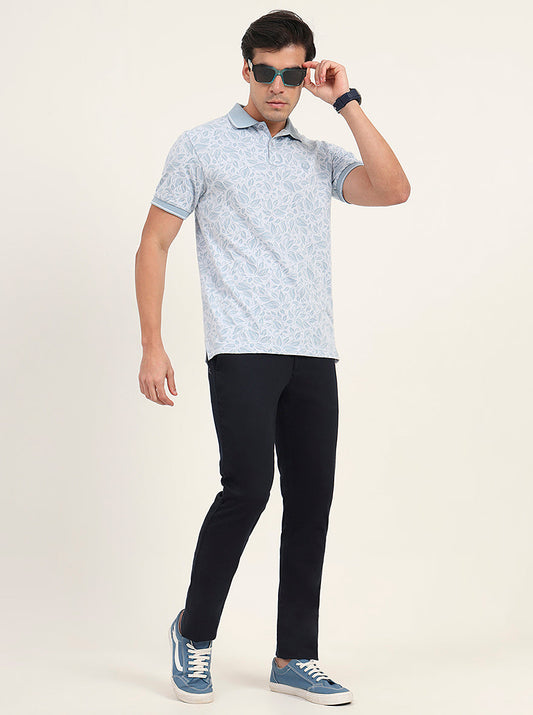 Navy Blue Solid Super Slim Fit Casual Trouser | Greenfibre